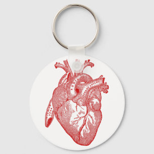 Rood Antiek anatomisch hart Sleutelhanger