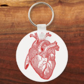 Rood Antiek anatomisch hart Sleutelhanger (Voorkant)
