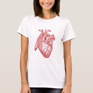Rood Antiek anatomisch hart T-shirt