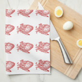 Rood Antiek anatomisch hart Theedoek (Quarter Fold)