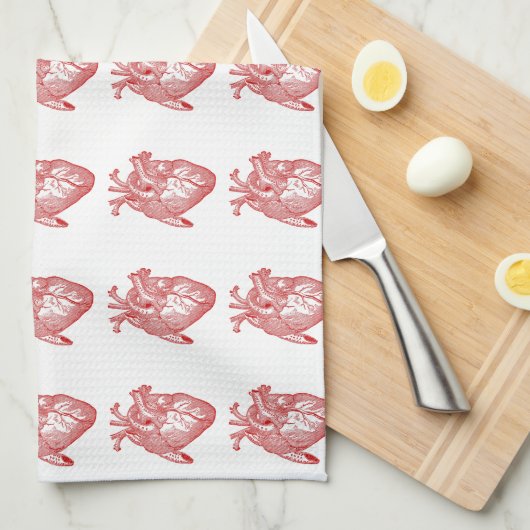 Rood Antiek anatomisch hart Theedoek (Quarter Fold)