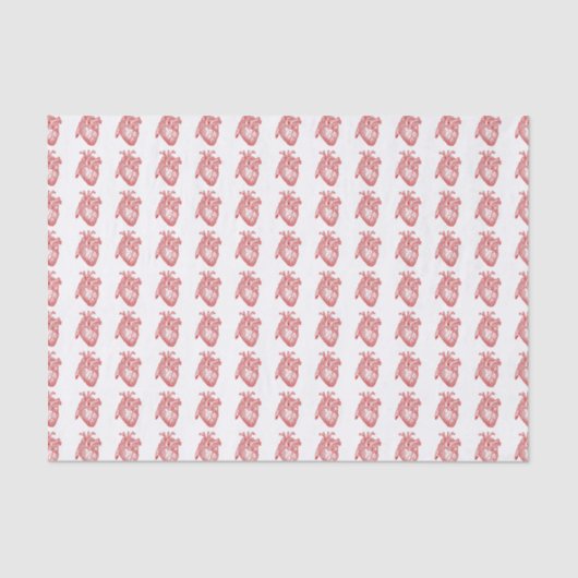 Rood Antiek anatomisch hart Tissuepapier (Voorkant)