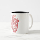 Rood Antiek anatomisch hart Tweekleurige Koffiemok (Voorkant rechts)