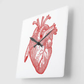 Rood Antiek anatomisch hart Vierkante Klok (Hoek)