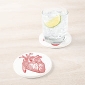 Rood Antiek anatomisch hart Zandsteen Onderzetter (Zijkant)