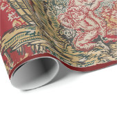 Rood Antiek Frans Textiel Cadeaupapier (Rol Hoek)