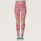  rood Antiek Mandala Leggings (Voorkant)