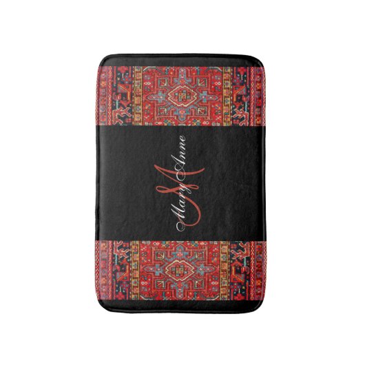 Rood Antiek oosterperzisch — zwart — gepersonalise Badmat (Voorkant Verticaal)