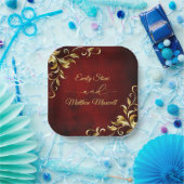 Rood Antiek Victoriaans Classic Wedding Papieren Bordje (Feest)