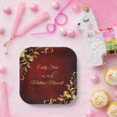 Rood Antiek Victoriaans Classic Wedding Papieren Bordje (Feest)