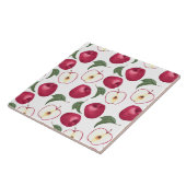 Rood appelfruit en appelbladeren tegeltje (Zijkant)