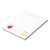 Rood appelgoud citaat en jouw tekst leraar notitieblok (Linkerzijde)