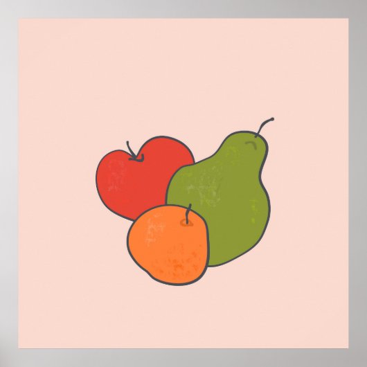 Rood appelperen en Oranje fruit Poster (Voorkant)