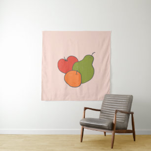 Rood appelperen en Oranje fruit Wandkleed