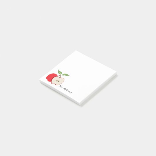 Rood Apple leraar naam 3 x 3 Post-it® Notes (Schuin)