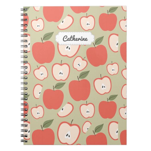 Rood Apple naadloos patroon Notitieboek (Voorkant)