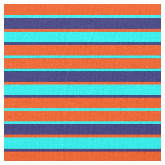 Rood, Aqua en Midnight Blue Lines Stof (Close Up)