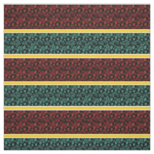 Rood/aqua floral-goud/witte streep - zwart stof