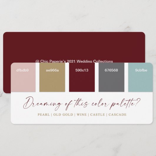 Rood Aqua & Goud Kleurenschema Kaart voor Bruiloft (Voorkant / Achterkant)