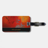 Rood, Aqua & Gouden Digitaal Abstract Art. Grunge Bagagelabel (Achterkant horizontaal)