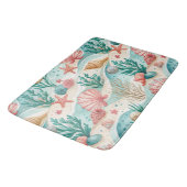 ROOD & AQUA TROPISCHE SCHELPEN & ZEESTERREN BADMAT (Gekanteld)