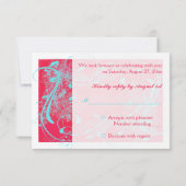Rood, Aqua, White Swirls Reply Card RSVP Kaartje (Achterkant)