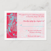Rood, Aqua, White Swirls Reply Card RSVP Kaartje (Achterkant)