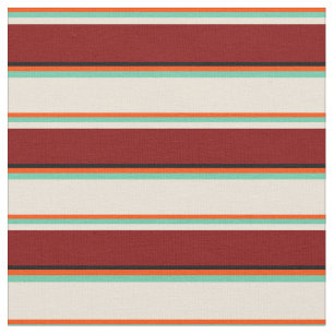 Rood, Aquamarijn, Bisque, Maroon & Zwart Gekleurd Stof