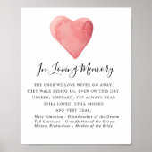 Rood Aquarel Hart Trouwherdenking Bord Poster (Voorkant)