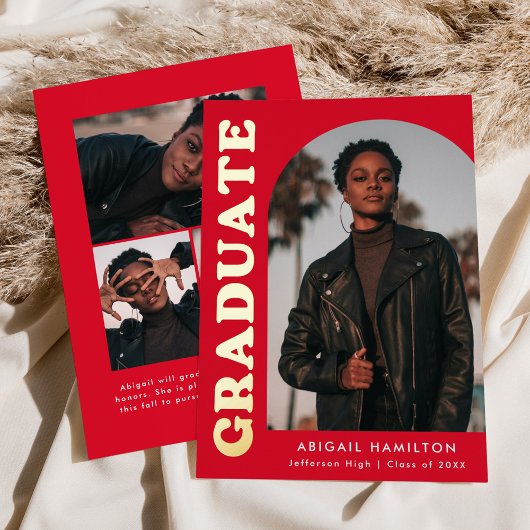 Rood Arch Foto Folie Afstuderen Aankondiging