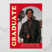 Rood Arch Foto Folie Afstuderen Aankondiging (Voorkant)