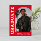 Rood Arch Foto Folie Afstuderen Aankondiging (Staand Voorkant)