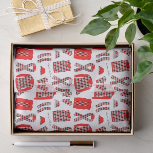 Rood Argyle Patroon Items Weefselpapier Tissuepapier (Geschenk)