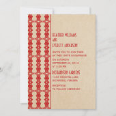 Rood Art Deco Border Wedding Uitnodiging (Voorkant)