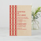 Rood Art Deco Border Wedding Uitnodiging (Staand voorkant)