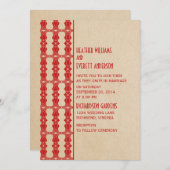 Rood Art Deco Border Wedding Uitnodiging (Voorkant / Achterkant)
