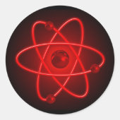 Rood atoom ronde sticker (Voorkant)