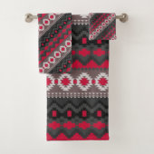 Rood aztec patroon bad handdoek (Insitu)