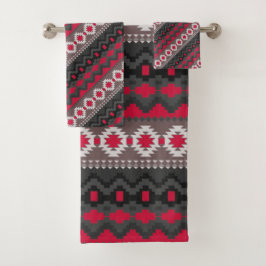 Rood aztec patroon bad handdoek