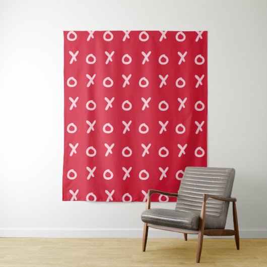 Rood & Baby Roze X O XO XO's Trendy Cute Wandkleed (In situ)