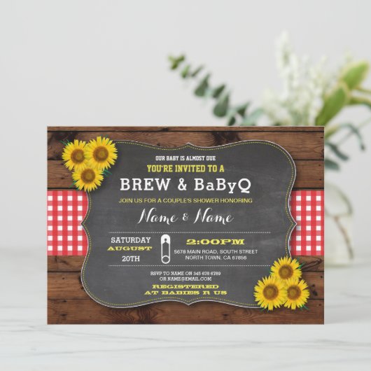 Rood Baby shower BABYQ Kaart (Staand voorkant)