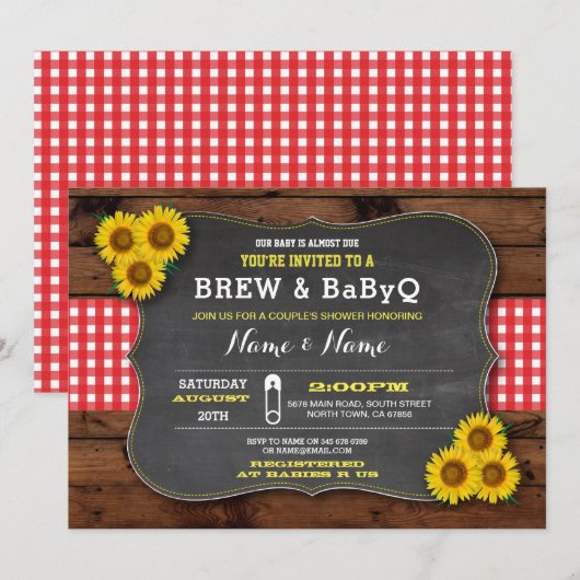 Rood Baby shower BABYQ Kaart (Voorkant / Achterkant)