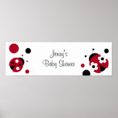 Rood Baby shower Banner Banner Rood Ladybug Polka Poster (Voorkant)