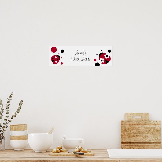 Rood Baby shower Banner Banner Rood Ladybug Polka Poster (Keuken)