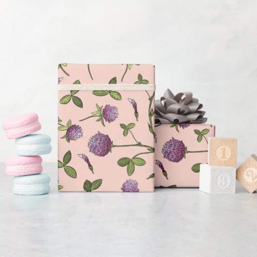 Rood Baby shower met roze klaverpapier Cadeaupapier (Baby Shower)