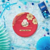 Rood Baby shower papier met weinig duplo Papieren Bordje (Feest)