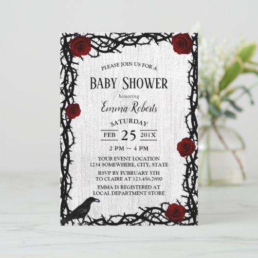 Rood Baby shower Rood roodbruin Rustisch hout Kaart (Staand voorkant)