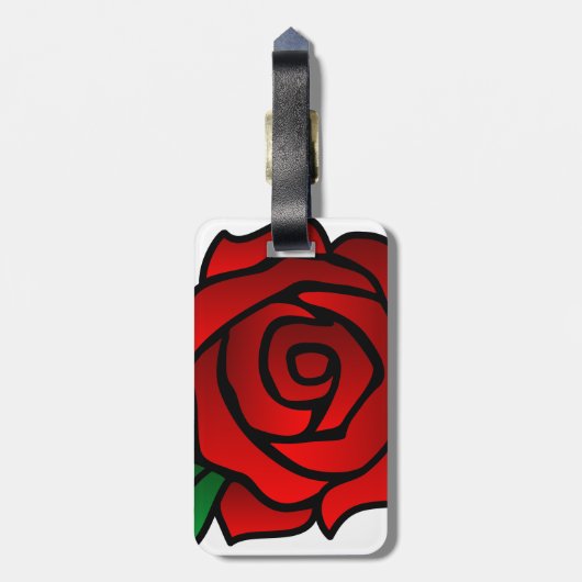 Rood Bagagelabel met lederriem (Achterkant verticaal)