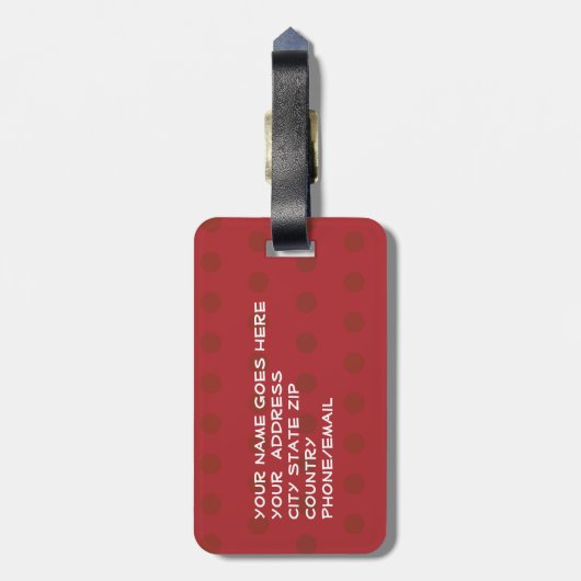 Rood Bagagelabel met troebel reet - 2 zijkanten (Achterkant verticaal)