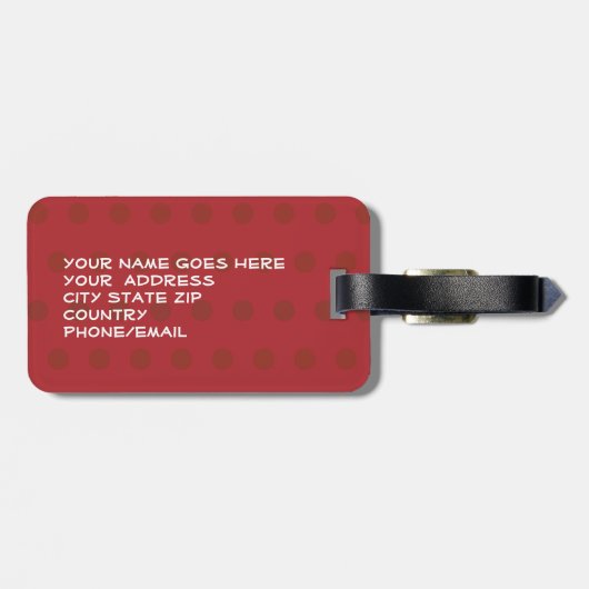 Rood Bagagelabel met troebel reet - 2 zijkanten (Achterkant horizontaal)